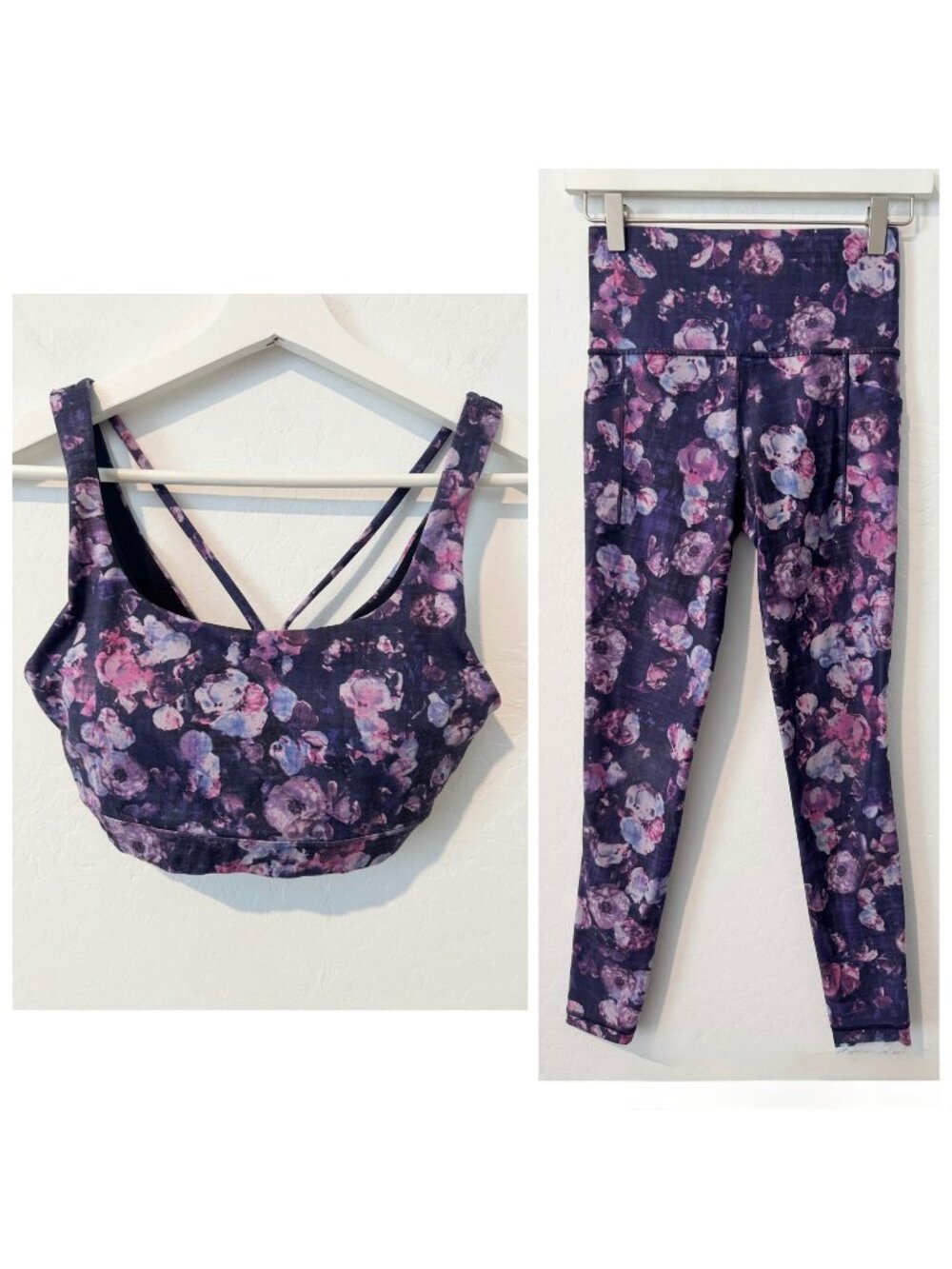 Athleta Matching Set Size XS Floral Leggings Sports Bra Outfit Soft Bloomcore
